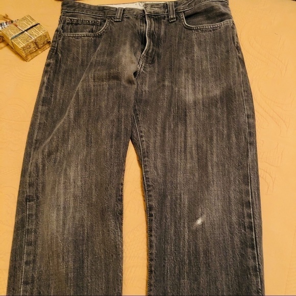 Lands' End Canvas Jeans Men's Grey Slim Fit  W 34  L 32 1963 Distressed Denim - Picture 14 of 15